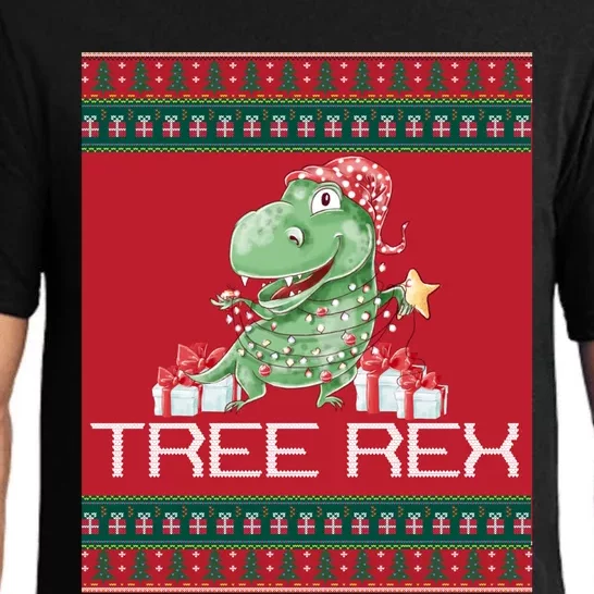 Tree Rex Ugly Sweater Funny Dinosaur Xmas Graphic Gift Meaningful Gift Pajama Set