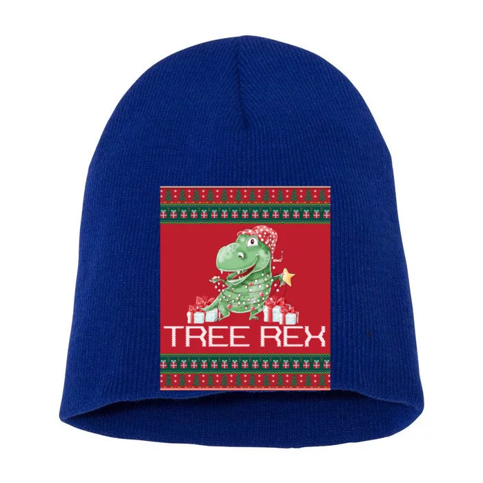 Tree Rex Ugly Sweater Funny Dinosaur Xmas Graphic Gift Meaningful Gift Short Acrylic Beanie