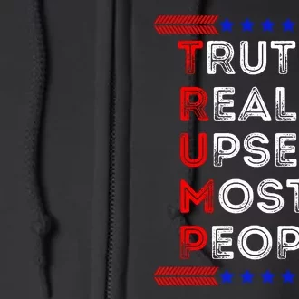 Truth Really Upset Most People Trump 2024 America Flag Full Zip Hoodie