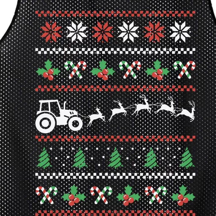 Tractor Reindeer Ugly Christmas Farm Farming Xmas Farmer Mesh Reversible Basketball Jersey Tank