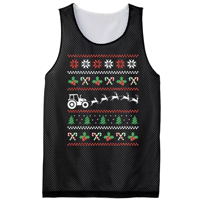 Tractor Reindeer Ugly Christmas Farm Farming Xmas Farmer Mesh Reversible Basketball Jersey Tank