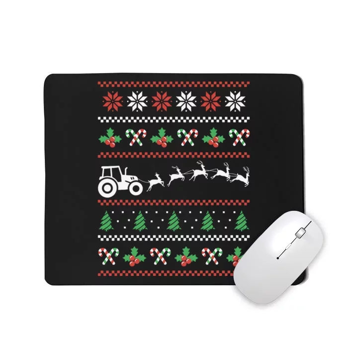 Tractor Reindeer Ugly Christmas Farm Farming Xmas Farmer Mousepad