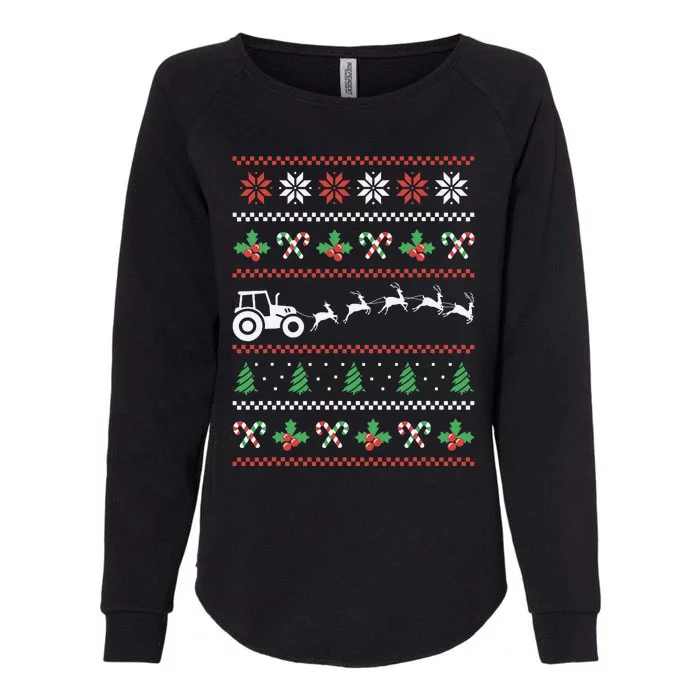 Tractor Reindeer Ugly Christmas Farm Farming Xmas Farmer Womens California Wash Sweatshirt