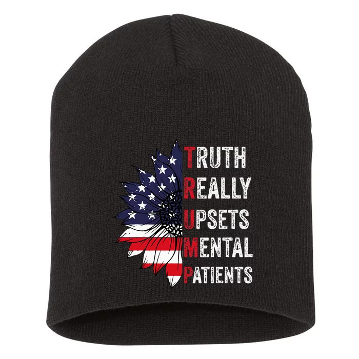 Truth Really Upsets Mental Patients Usa Patriotic Sunflower Short Acrylic Beanie