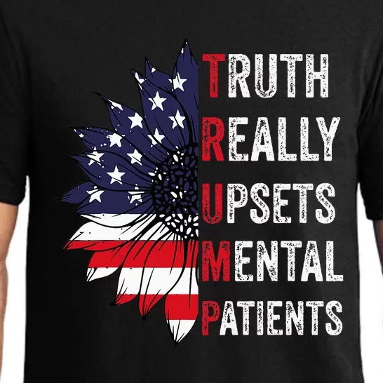 Truth Really Upsets Mental Patients Usa Patriotic Sunflower Pajama Set