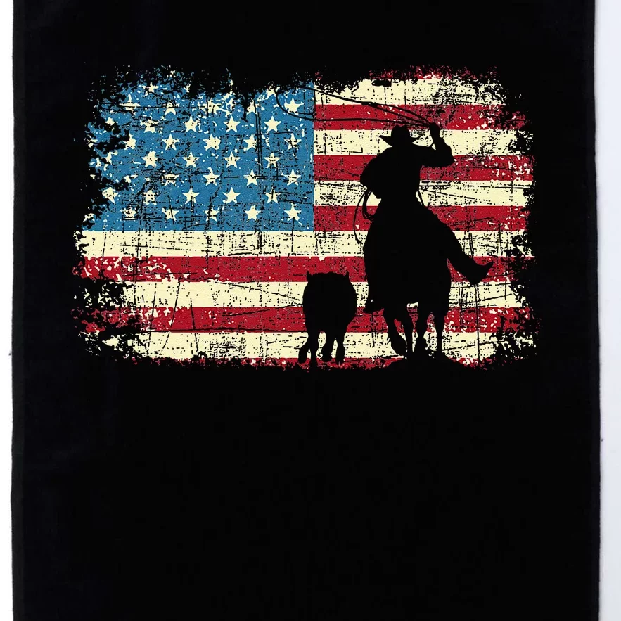 Team Roping USA Flag Cowboy Cowgirl Rancher Heading Heeler Platinum Collection Golf Towel