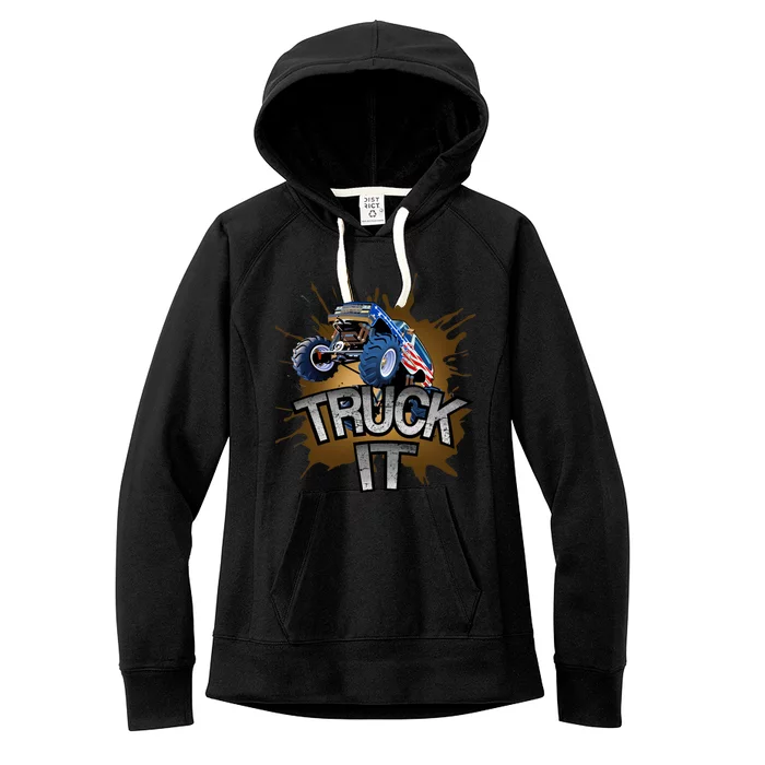 Truck It American Monster Truck Women's Fleece Hoodie