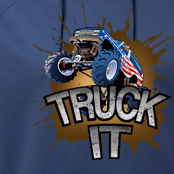 Truck It American Monster Truck Performance Fleece Hoodie