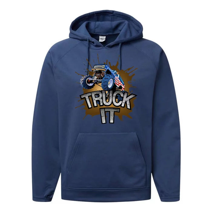 Truck It American Monster Truck Performance Fleece Hoodie