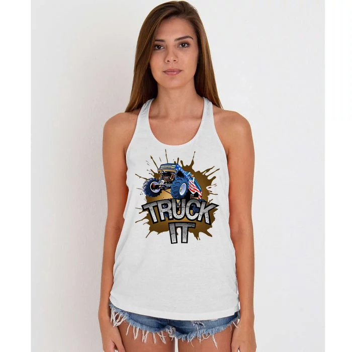 Truck It American Monster Truck Women's Knotted Racerback Tank