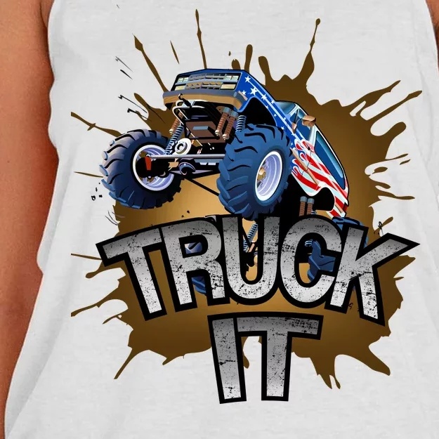 Truck It American Monster Truck Women's Knotted Racerback Tank