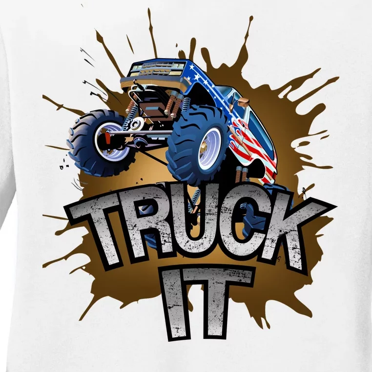 Truck It American Monster Truck Ladies Long Sleeve Shirt