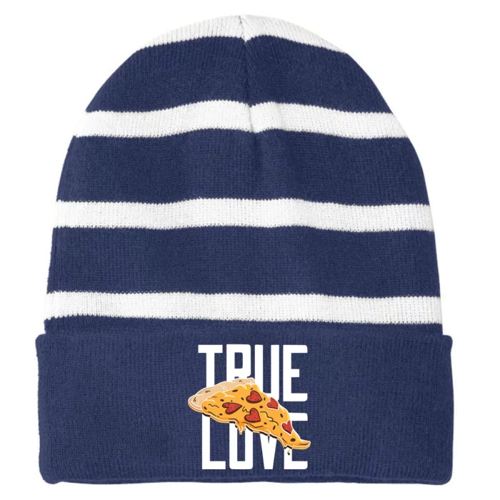 True Love Heart Pizza Striped Beanie with Solid Band