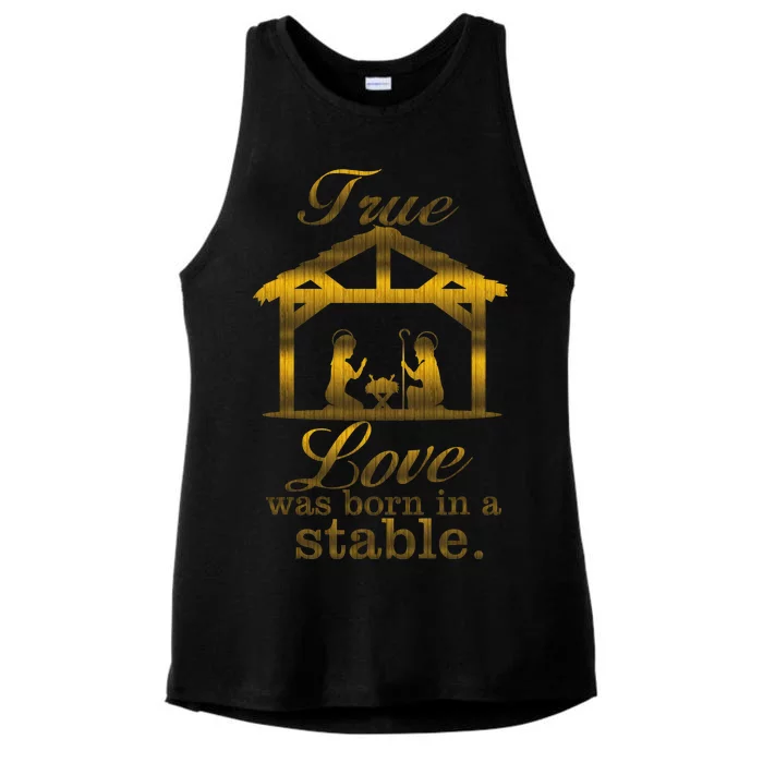 True Love Was Born In A Stable Ladies Tri-Blend Wicking Tank