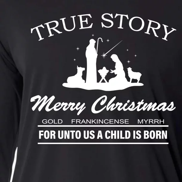 True Story Merry Christmas Jesus Christ Cooling Performance Long Sleeve Crew