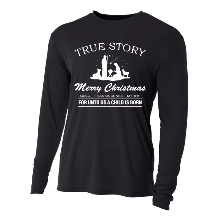 True Story Merry Christmas Jesus Christ Cooling Performance Long Sleeve Crew