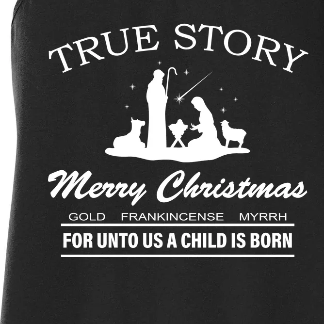 True Story Merry Christmas Jesus Christ Women's Racerback Tank