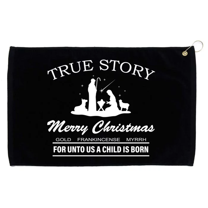 True Story Merry Christmas Jesus Christ Grommeted Golf Towel