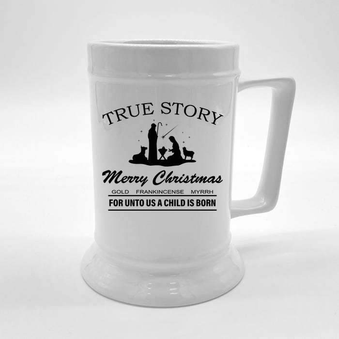 True Story Merry Christmas Jesus Christ Front & Back Beer Stein