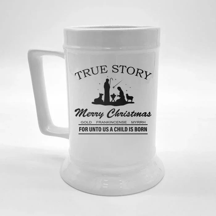 True Story Merry Christmas Jesus Christ Front & Back Beer Stein