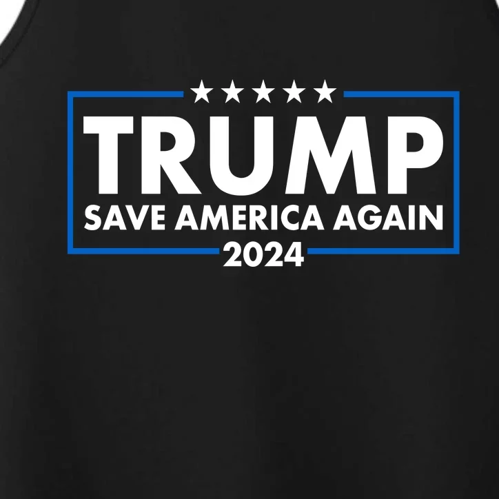 Trumo Save America Again 2024 Election Logo Performance Tank