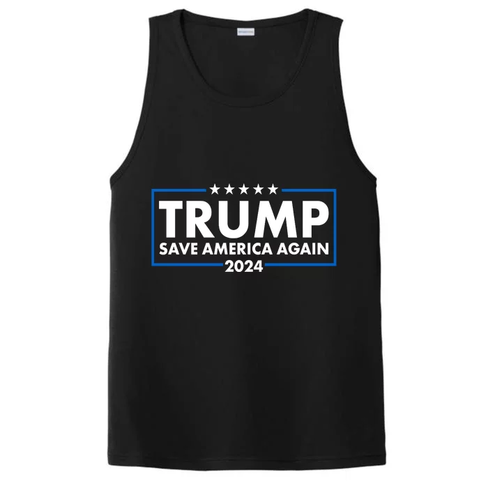 Trumo Save America Again 2024 Election Logo Performance Tank