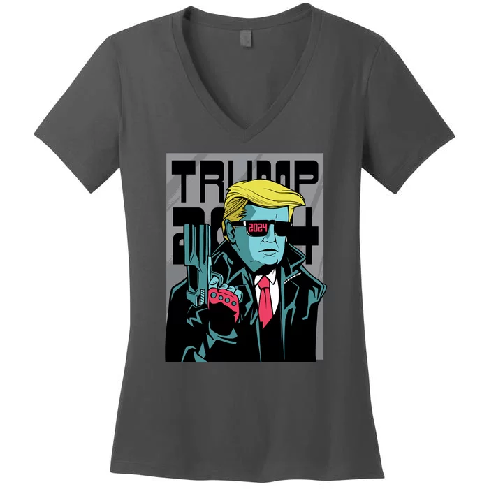 Trump 2024 Comic Women's V-Neck T-Shirt