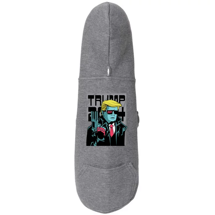 Trump 2024 Comic Doggie 3-End Fleece Hoodie