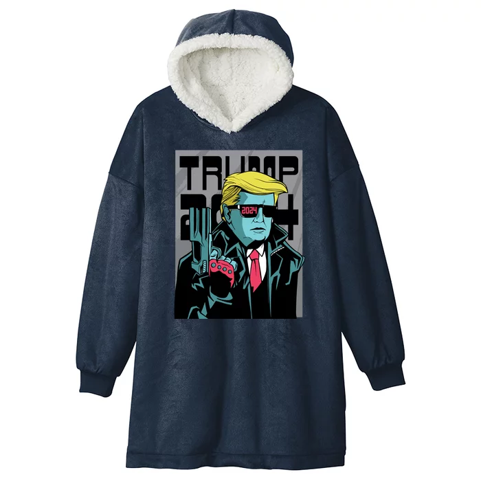 Trump 2024 Comic Hooded Wearable Blanket