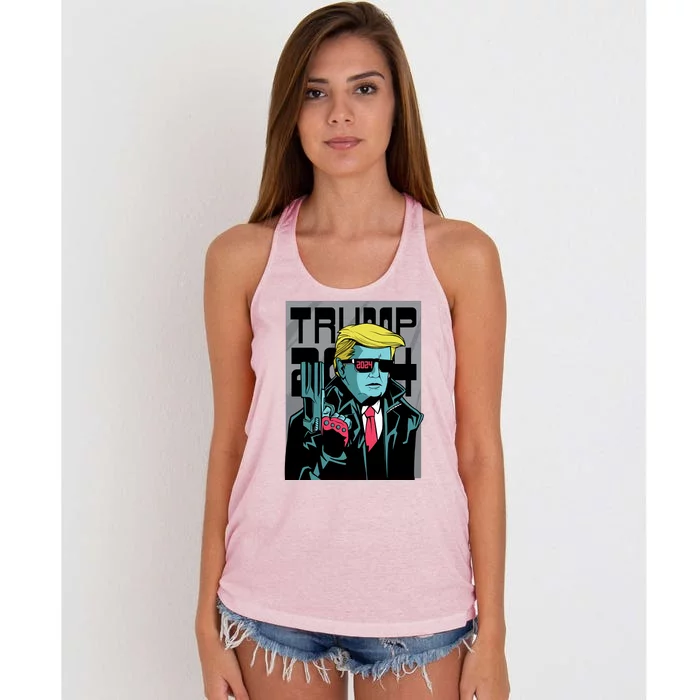 Trump 2024 Comic Women's Knotted Racerback Tank