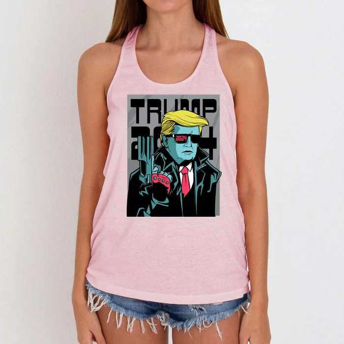 Trump 2024 Comic Women's Knotted Racerback Tank