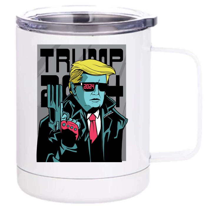 Trump 2024 Comic Front & Back 12oz Stainless Steel Tumbler Cup