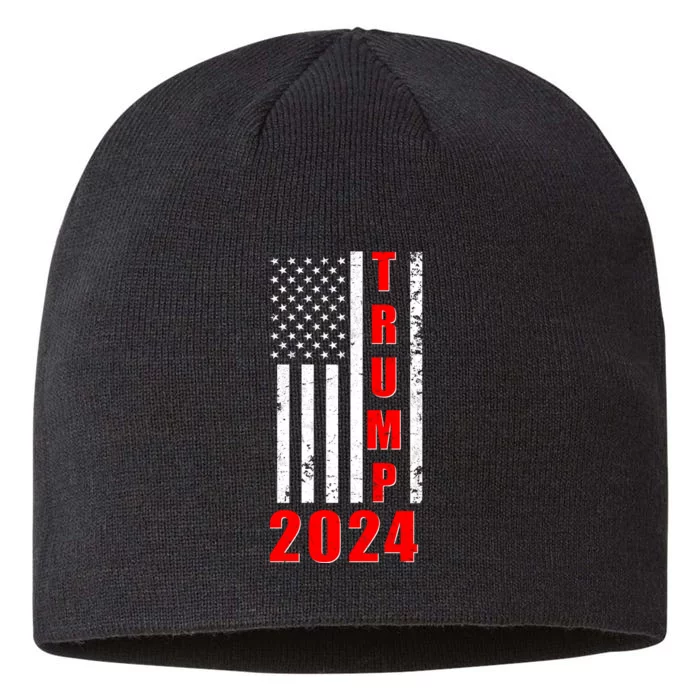 Trump 2024 Election Distressed US Flag 8 1/2in Sustainable Knit Beanie