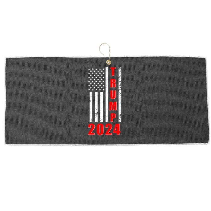 Trump 2024 Election Distressed US Flag Large Microfiber Waffle Golf Towel