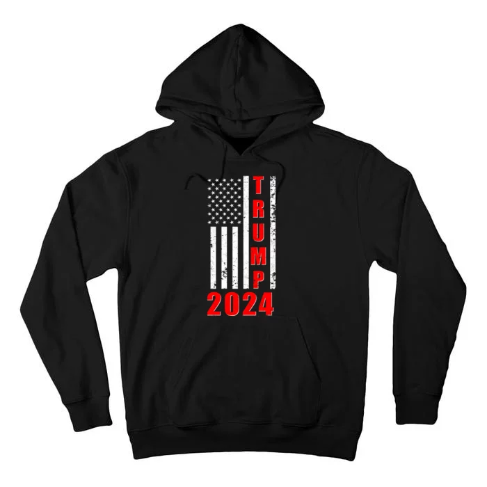 Trump 2024 Election Distressed US Flag Tall Hoodie