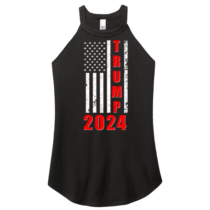 Trump 2024 Election Distressed US Flag Women’s Perfect Tri Rocker Tank