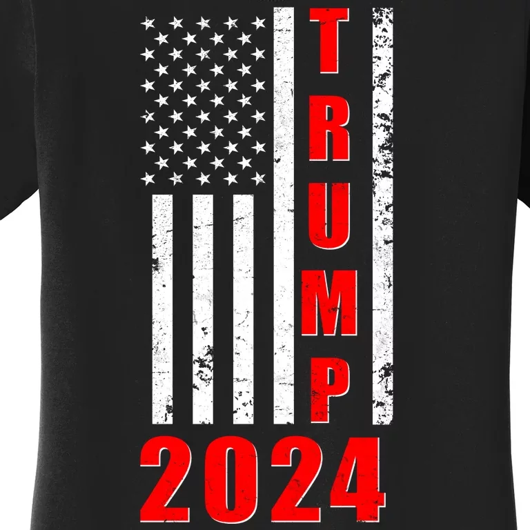 Trump 2024 Election Distressed US Flag Women's T-Shirt