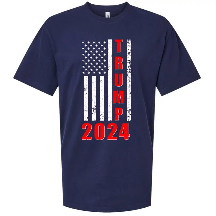 Trump 2024 Election Distressed US Flag Sueded Cloud Jersey T-Shirt