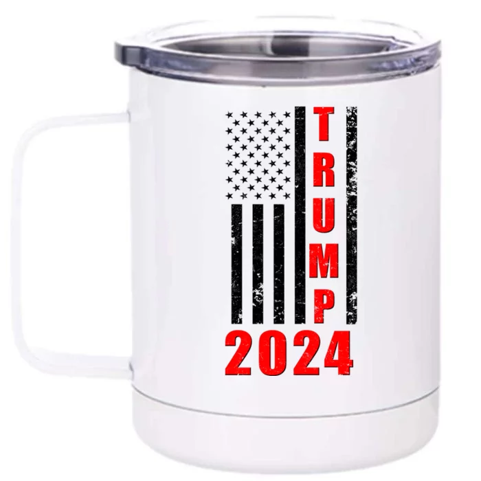 Trump 2024 Election Distressed US Flag Front & Back 12oz Stainless Steel Tumbler Cup