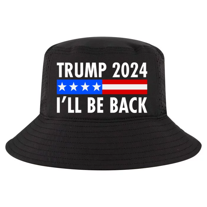 Trump 2024 I'll Be Back US Flag logo Cool Comfort Performance Bucket Hat