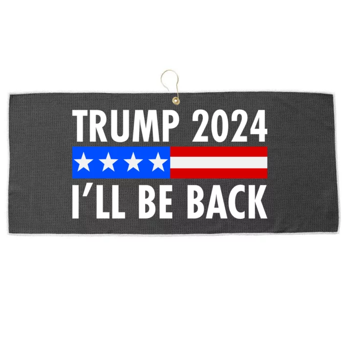 Trump 2024 I'll Be Back US Flag logo Large Microfiber Waffle Golf Towel