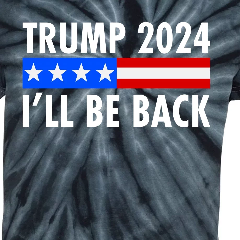 Trump 2024 I'll Be Back US Flag logo Kids Tie-Dye T-Shirt