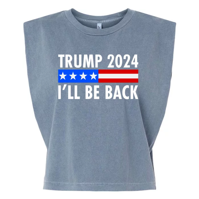 Trump 2024 I'll Be Back US Flag logo Garment-Dyed Women's Muscle Tee