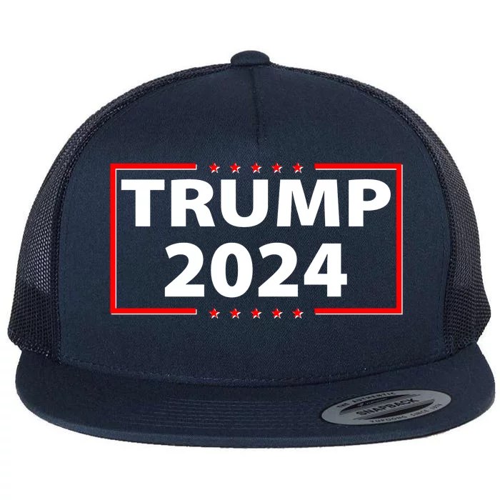 Trump 2024 Logo Flat Bill Trucker Hat