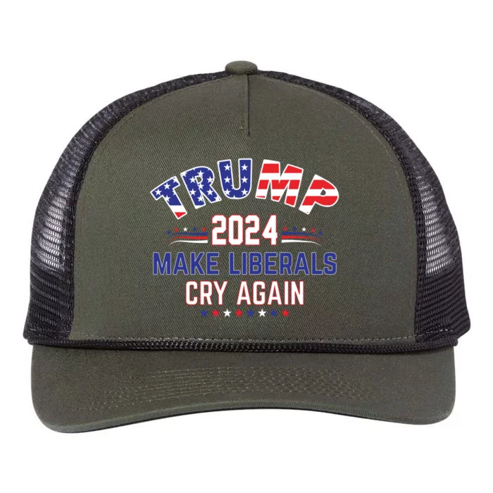 Trump 2024 Make Liberals Cry Again Retro Rope Trucker Hat Cap