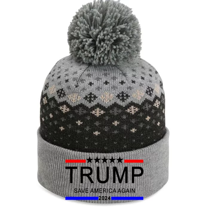 Trump 2024 Save America The Baniff Cuffed Pom Beanie