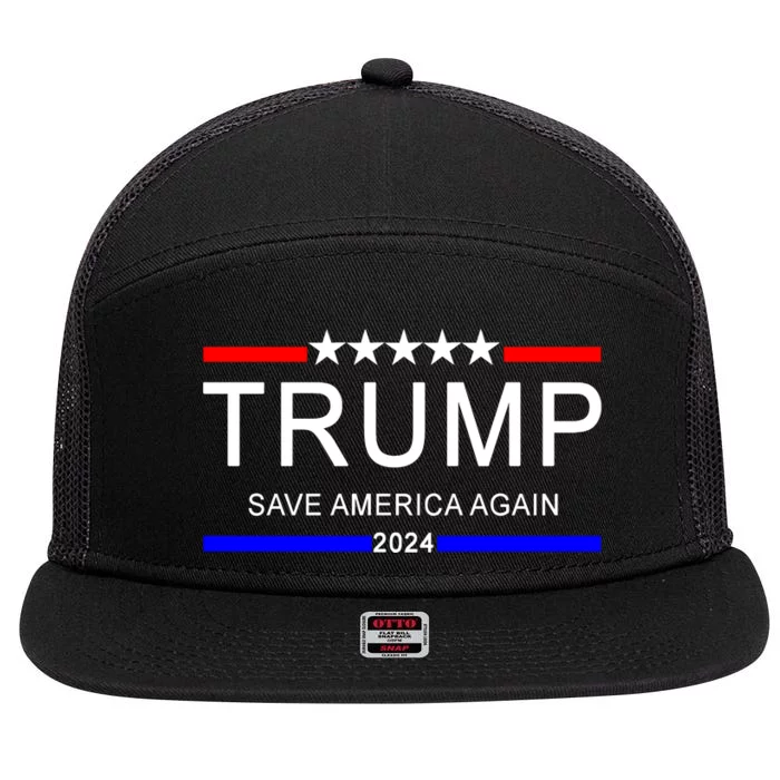 Trump 2024 Save America 7 Panel Mesh Trucker Snapback Hat