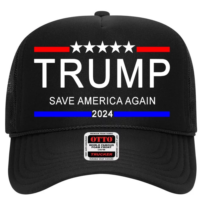 Trump 2024 Save America High Crown Mesh Trucker Hat