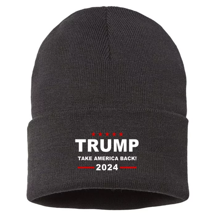 Trump 2024 Take America Back! Sustainable Knit Beanie