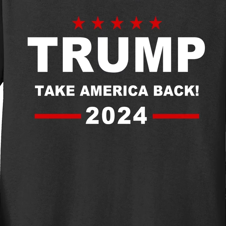 Trump 2024 Take America Back! Kids Long Sleeve Shirt